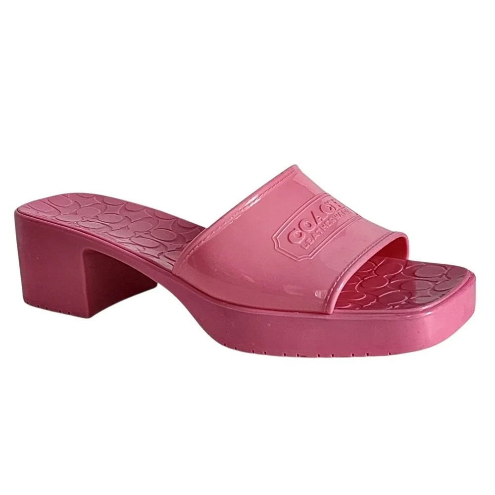 Coach Scarlett Jelly Sandal Pink Platform Slide Block Heel C8998 Womens 10
